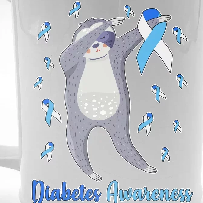 Diabetes Awareness Dabbing Sloth Front & Back Beer Stein