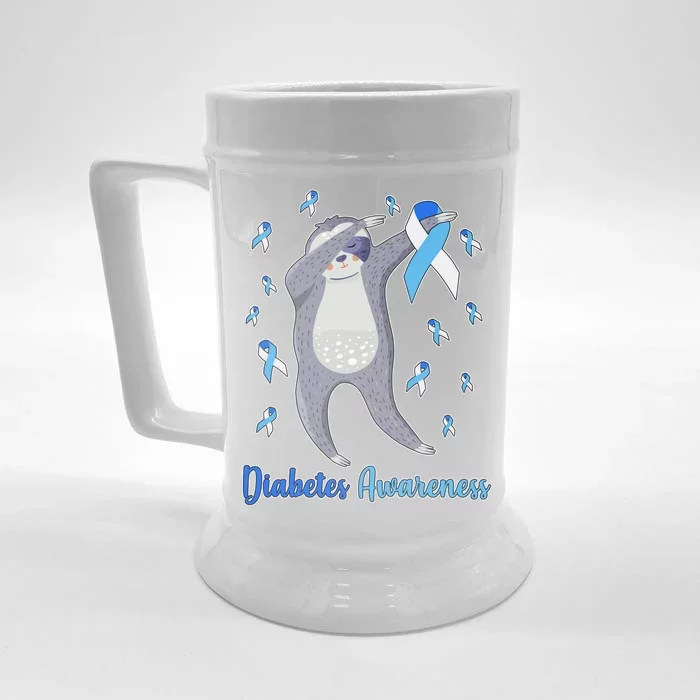 Diabetes Awareness Dabbing Sloth Front & Back Beer Stein