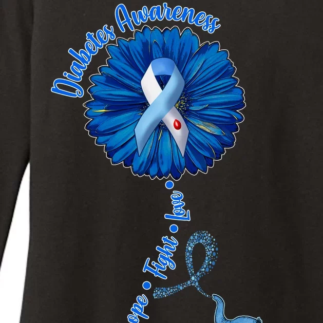 Diabetes Awareness Flower Elephant Womens CVC Long Sleeve Shirt