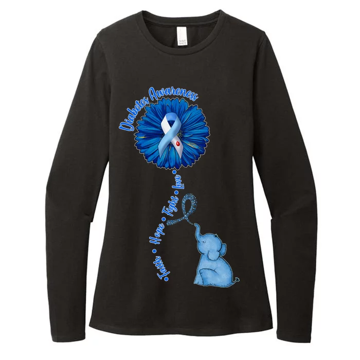 Diabetes Awareness Flower Elephant Womens CVC Long Sleeve Shirt