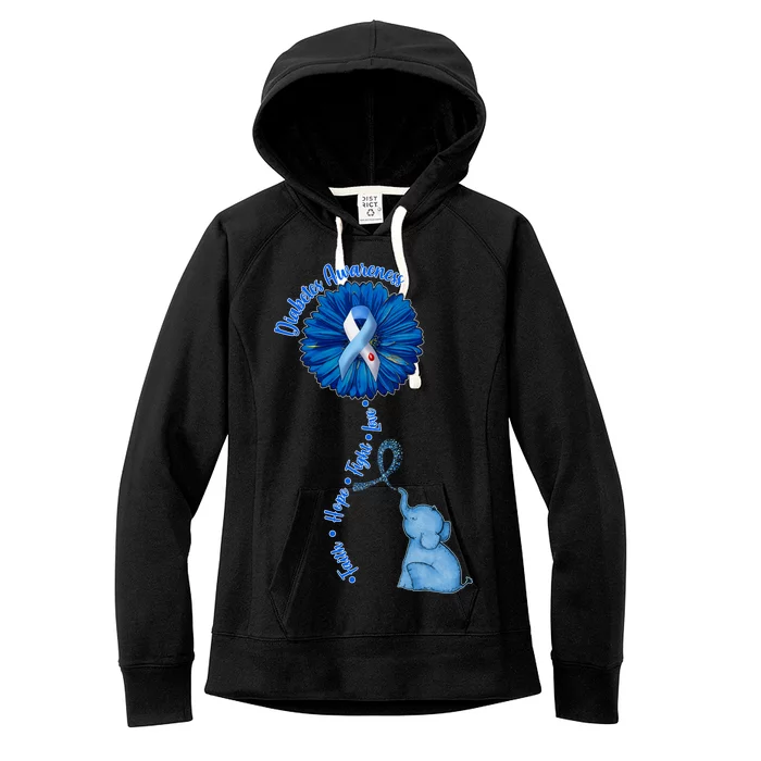 Diabetes Awareness Flower Elephant Women's Fleece Hoodie