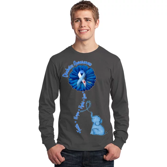 Diabetes Awareness Flower Elephant Tall Long Sleeve T-Shirt