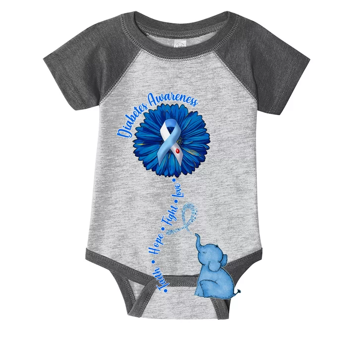 Diabetes Awareness Flower Elephant Infant Baby Jersey Bodysuit