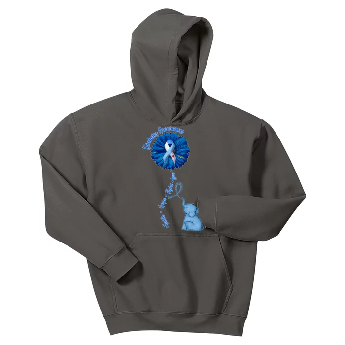 Diabetes Awareness Flower Elephant Kids Hoodie