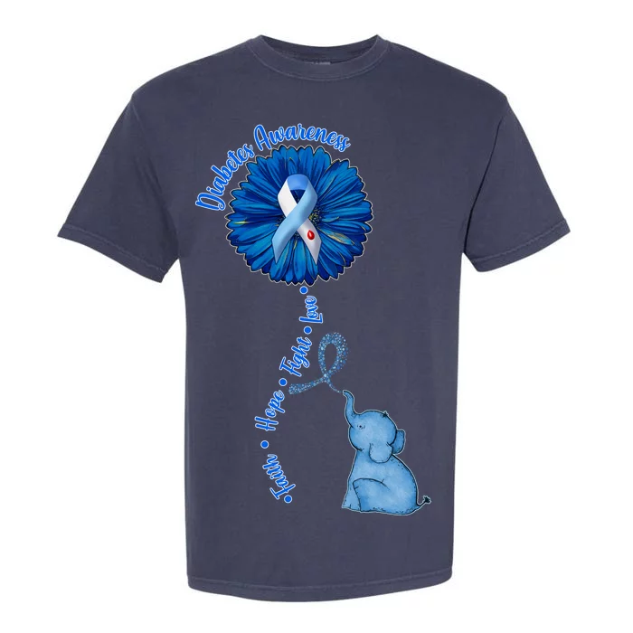 Diabetes Awareness Flower Elephant Garment-Dyed Heavyweight T-Shirt