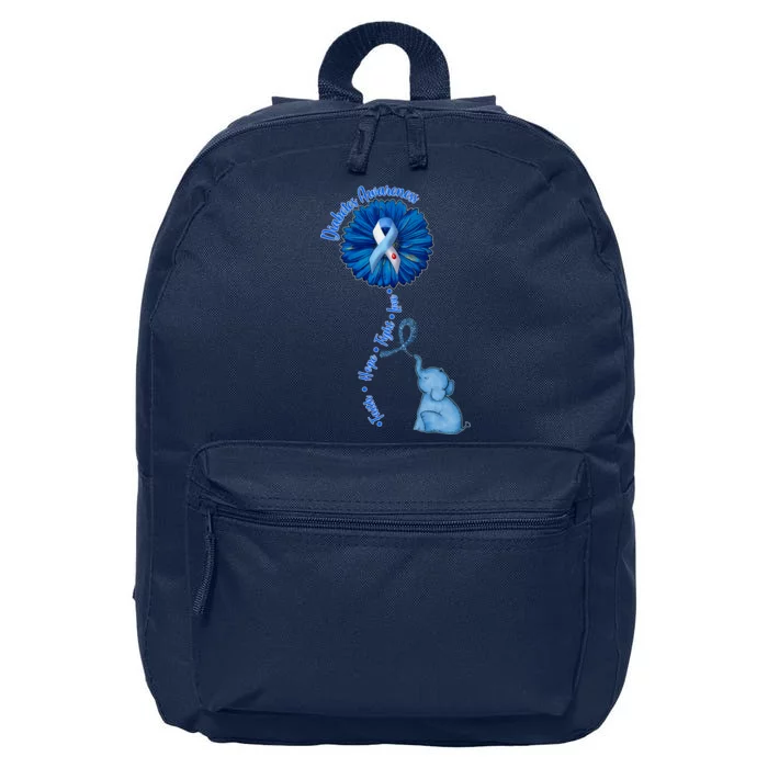 Diabetes Awareness Flower Elephant 16 in Basic Backpack