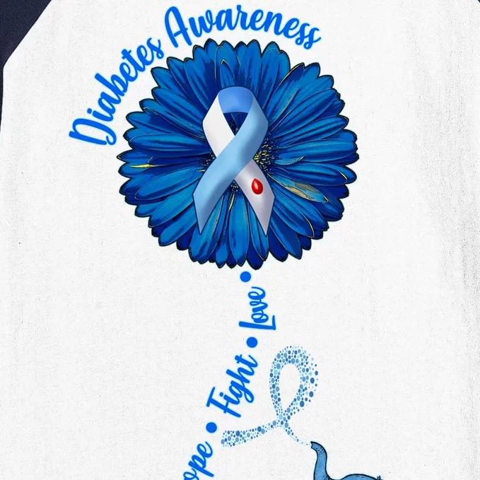 Diabetes Awareness Flower Elephant Baseball Sleeve Shirt