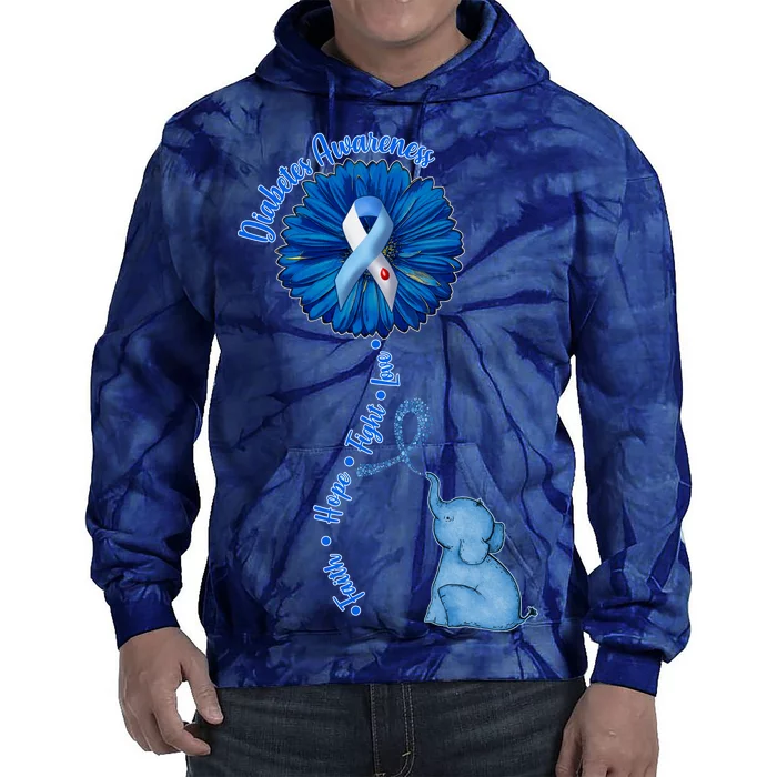 Diabetes Awareness Flower Elephant Tie Dye Hoodie