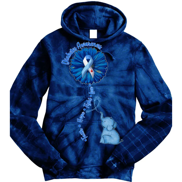 Diabetes Awareness Flower Elephant Tie Dye Hoodie