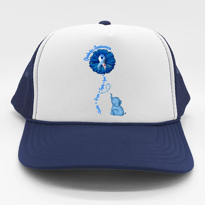 Diabetes Awareness Flower Elephant Trucker Hat