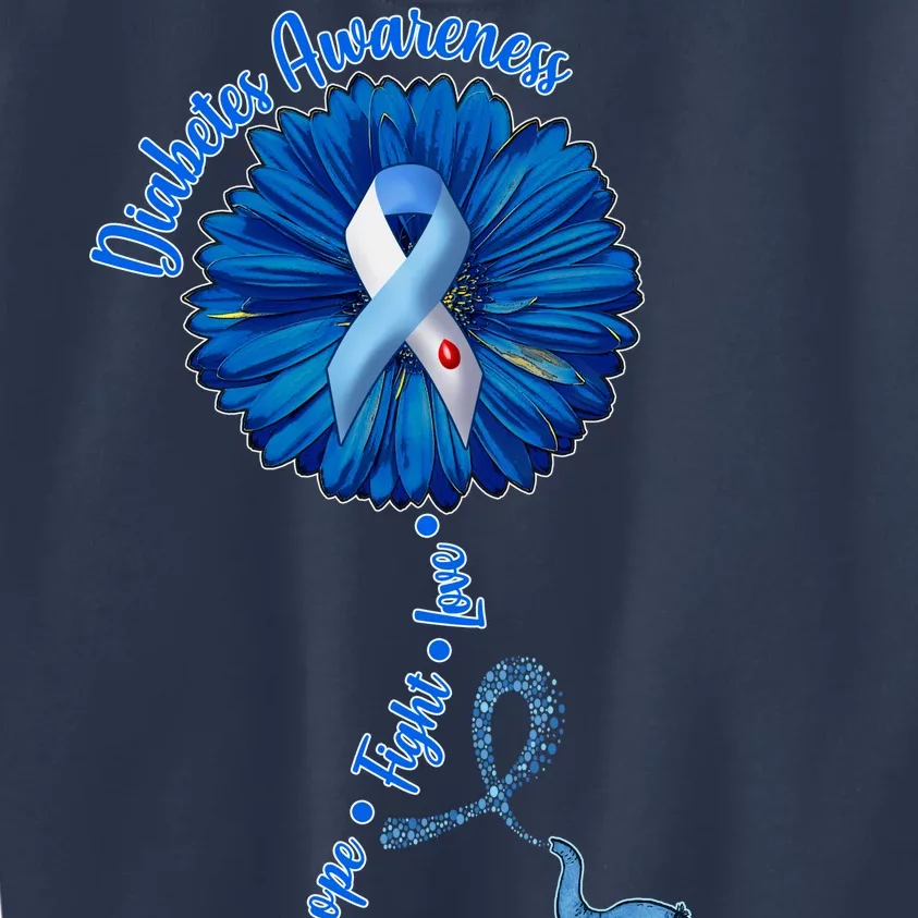 Diabetes Awareness Flower Elephant Kids Sweatshirt