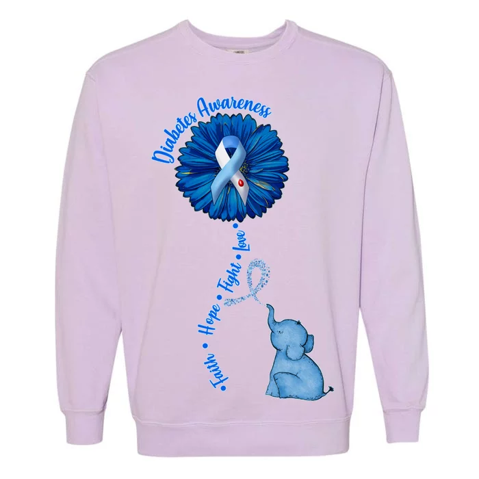 Diabetes Awareness Flower Elephant Garment-Dyed Sweatshirt