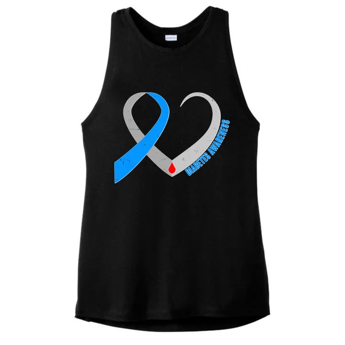 Diabetes Awareness Heart Ladies Tri-Blend Wicking Tank