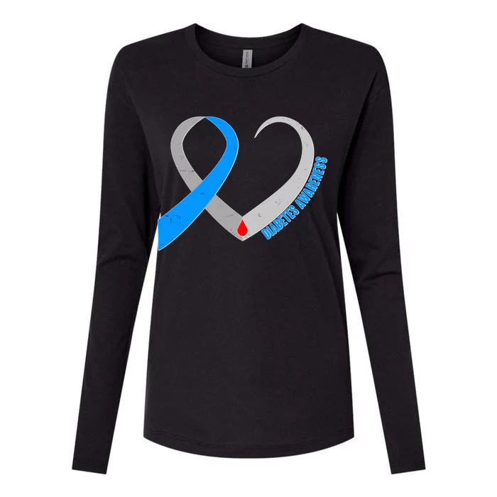 Diabetes Awareness Heart Womens Cotton Relaxed Long Sleeve T-Shirt