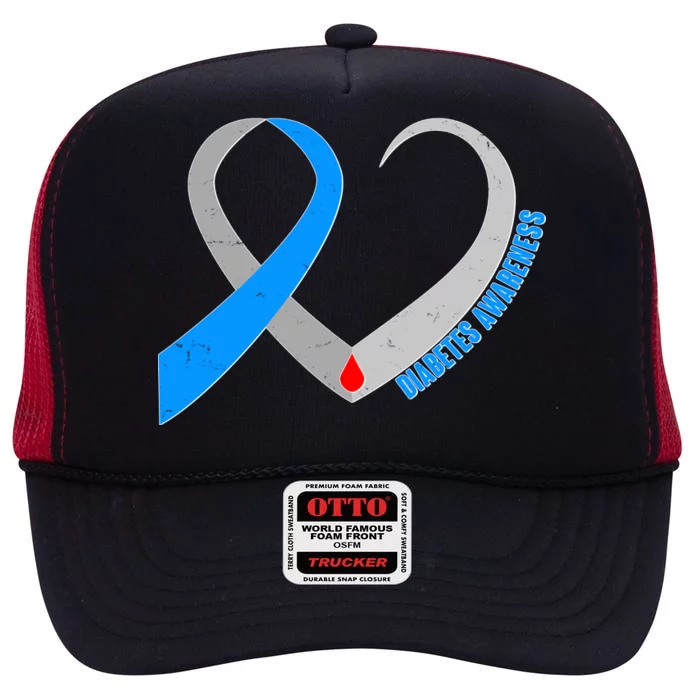 Diabetes Awareness Heart High Crown Mesh Trucker Hat