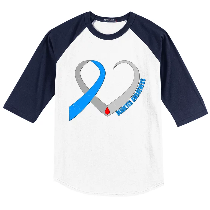 Diabetes Awareness Heart Baseball Sleeve Shirt