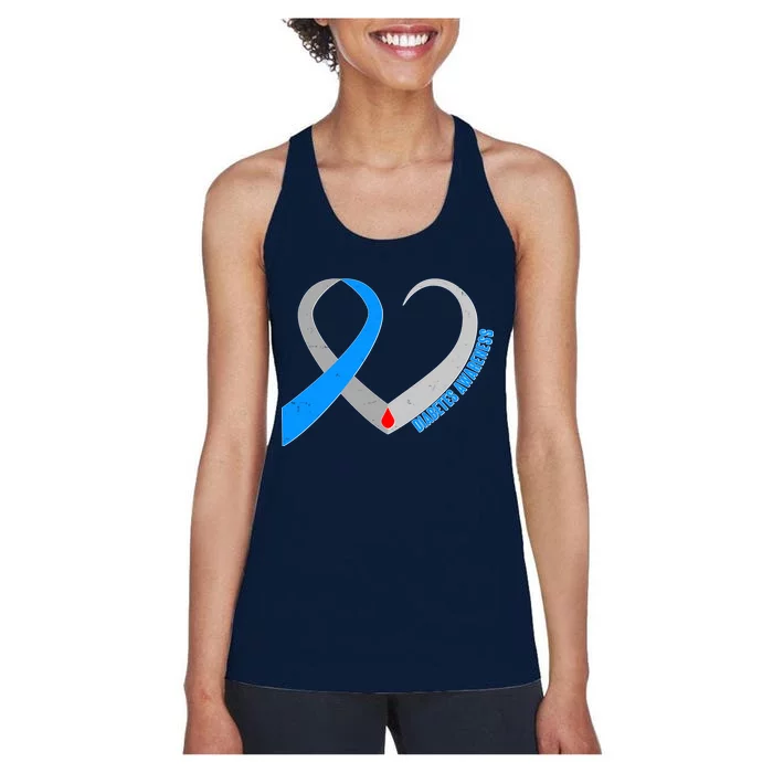 Diabetes Awareness Heart Women's Racerback Tank