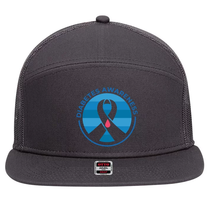 Diabetes Awareness Symbol 7 Panel Mesh Trucker Snapback Hat