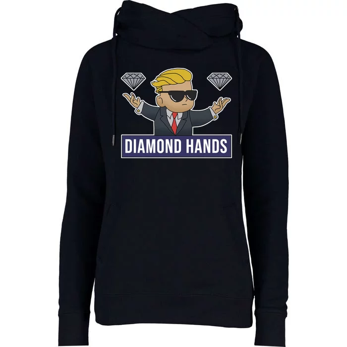 Diamond Hands Funny Stock Meme Womens Funnel Neck Pullover Hood