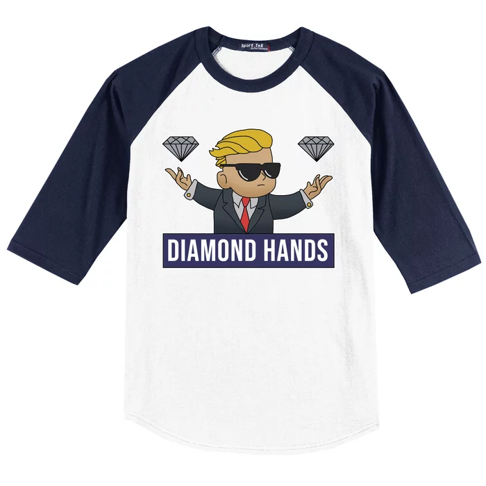 Diamond Hands Funny Stock Meme Baseball Sleeve Shirt