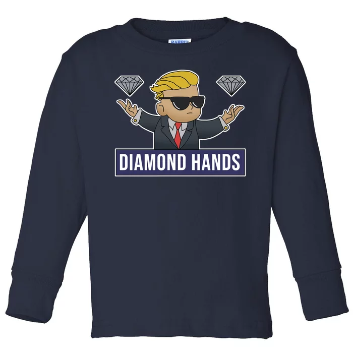 Diamond Hands Funny Stock Meme Toddler Long Sleeve Shirt