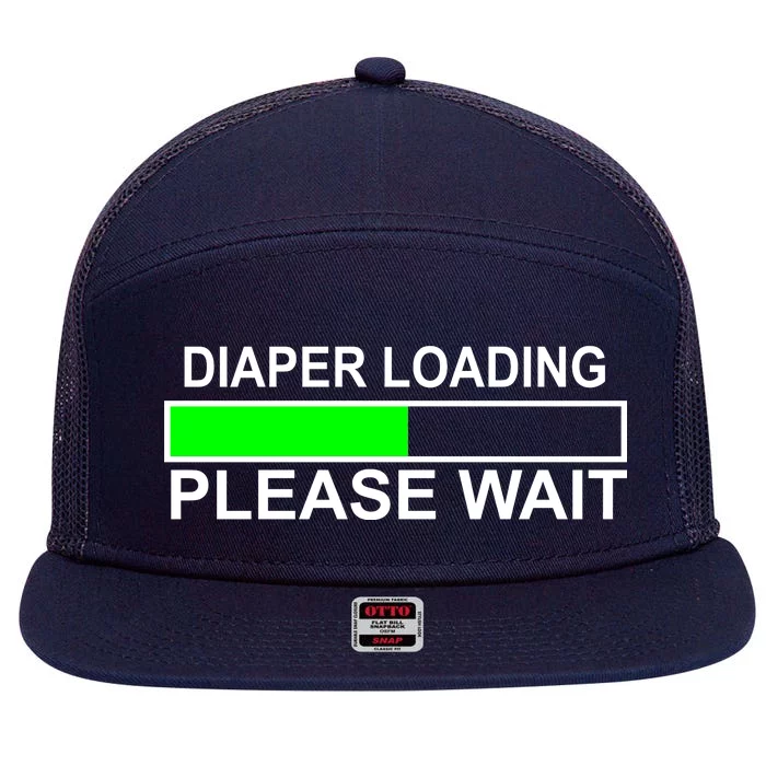 Diaper Loading Please Wait 7 Panel Mesh Trucker Snapback Hat