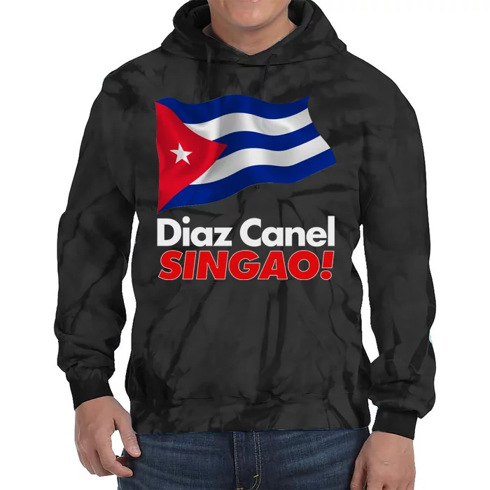 Diaz Canel Singao! Cuban Flag Tie Dye Hoodie