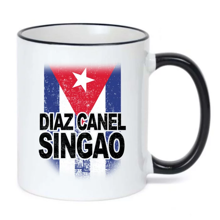 Diaz Canel Singao Cuban Flag Distressed Black Color Changing Mug