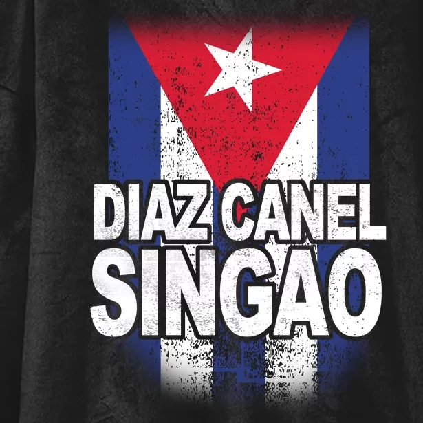 Diaz Canel Singao Cuban Flag Distressed Hooded Wearable Blanket