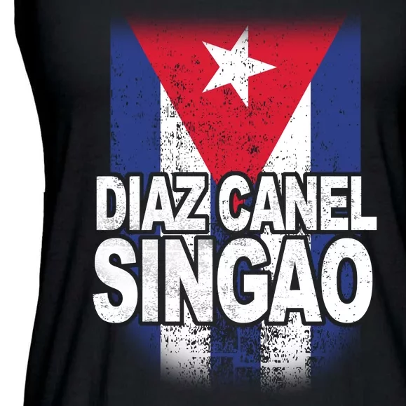 Diaz Canel Singao Cuban Flag Distressed Ladies Essential Flowy Tank