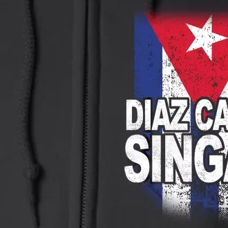 Diaz Canel Singao Cuban Flag Distressed Full Zip Hoodie