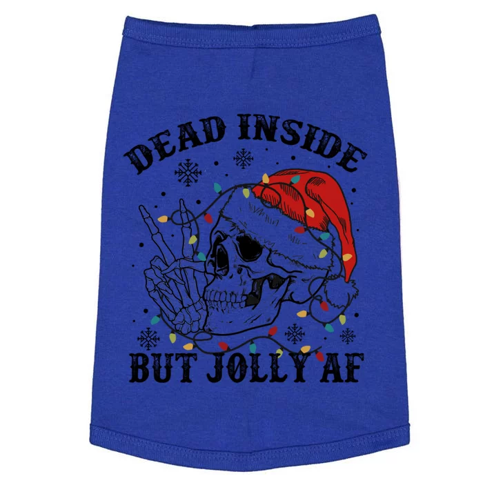 Dead Inside But Jolly Af Funny Skeleton Santa Hat Christmas Funny Gift Doggie Tank