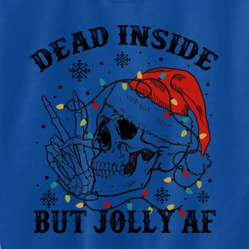 Dead Inside But Jolly Af Funny Skeleton Santa Hat Christmas Funny Gift Kids Sweatshirt