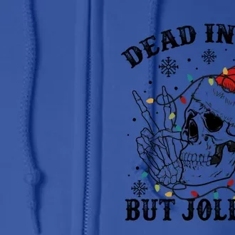 Dead Inside But Jolly Af Funny Skeleton Santa Hat Christmas Funny Gift Full Zip Hoodie