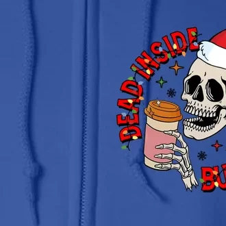 Dead Inside But Jolly Af Funny Skeleton Coffee Christmas Gift Full Zip Hoodie