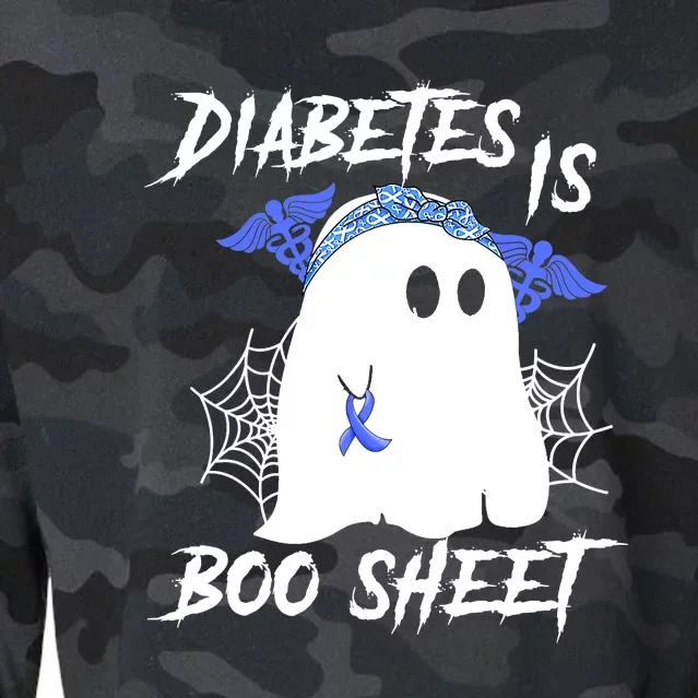 Diabetes Is Boo Sheet Halloween Ghost Diabetes Awareness Cropped Pullover Crew