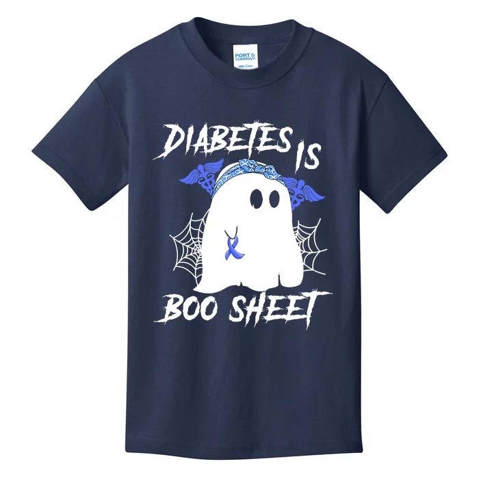 Diabetes Is Boo Sheet Halloween Ghost Diabetes Awareness Kids T-Shirt