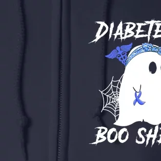 Diabetes Is Boo Sheet Halloween Ghost Diabetes Awareness Full Zip Hoodie