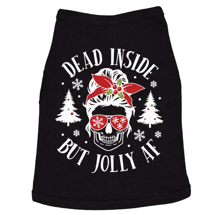 Dead Inside But Jolly Af Skeleton Funny Christmas Doggie Tank