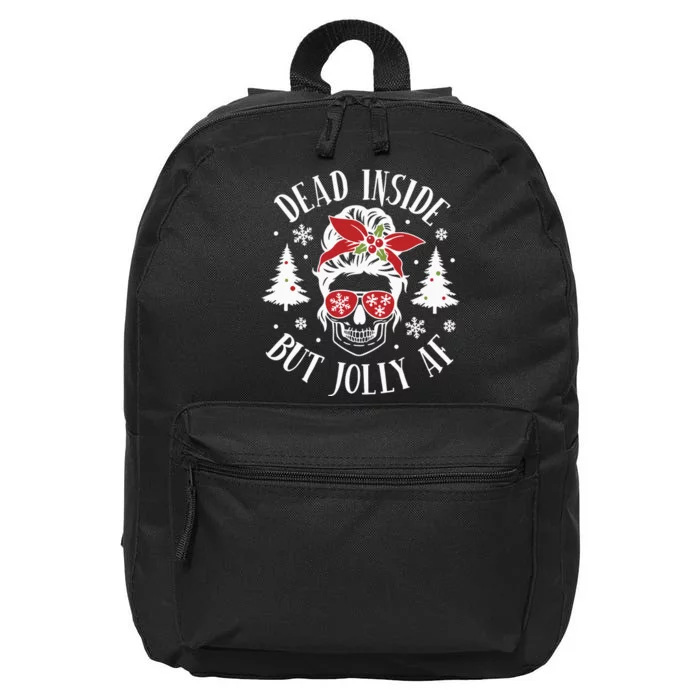 Dead Inside But Jolly Af Skeleton Funny Christmas 16 in Basic Backpack