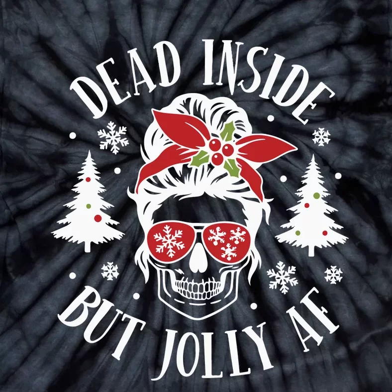 Dead Inside But Jolly Af Skeleton Funny Christmas Tie-Dye T-Shirt