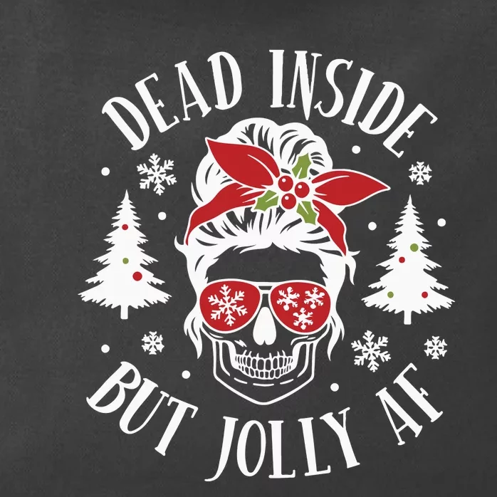 Dead Inside But Jolly Af Skeleton Funny Christmas Zip Tote Bag