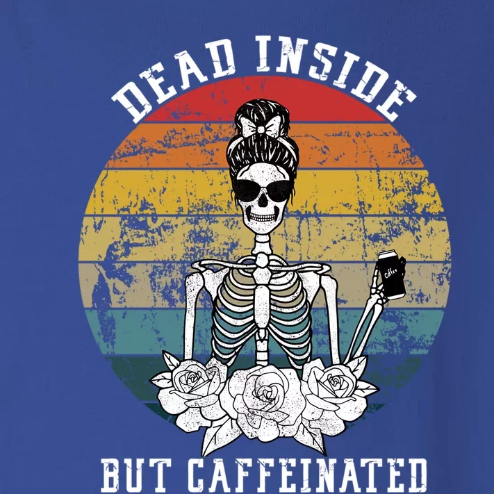 Dead Inside But Caffeinated Skeleton Flower Coffee Lover Gift Toddler Long Sleeve Shirt