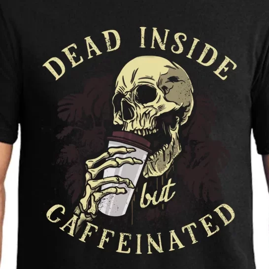 Dead Inside But Caffeinated Halloween Skeleton Coffee Gift Pajama Set