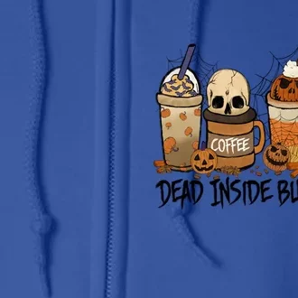 Dead Inside But Spiced Skeleton Pumpkin Fall Coffe Halloween Meaningful Gift Full Zip Hoodie