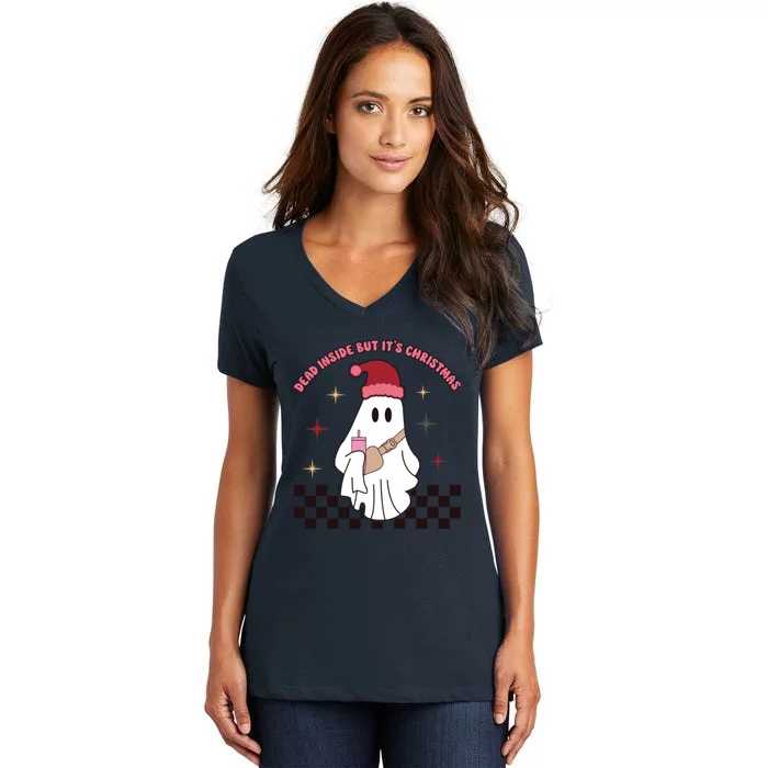 Dead Inside But It’S Christmas Ghost Women's V-Neck T-Shirt