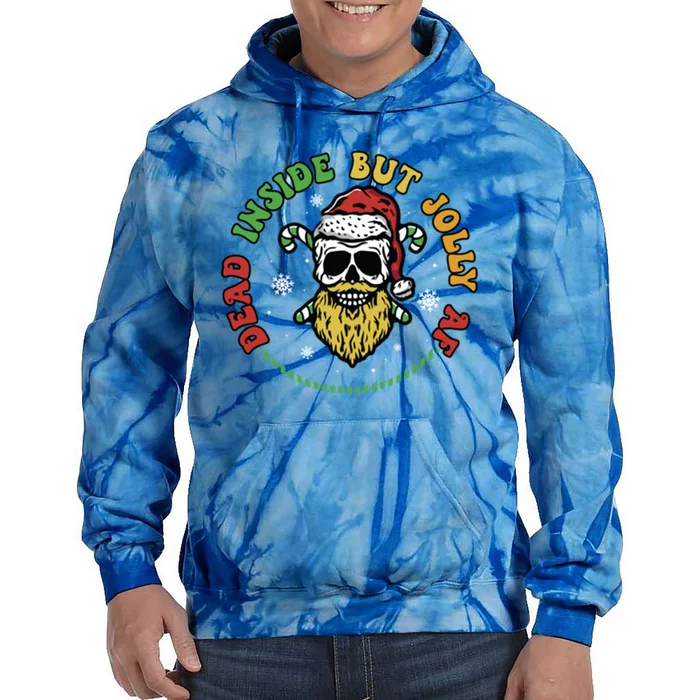 Dead Inside But Jolly Af Skeleton Christmas Lover Holiday Gift Tie Dye Hoodie