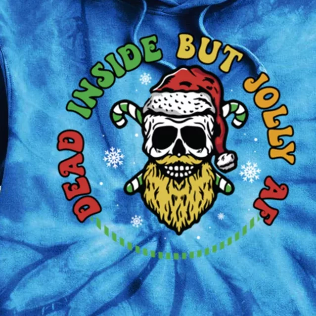 Dead Inside But Jolly Af Skeleton Christmas Lover Holiday Gift Tie Dye Hoodie