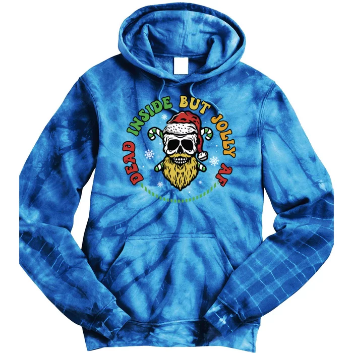 Dead Inside But Jolly Af Skeleton Christmas Lover Holiday Gift Tie Dye Hoodie