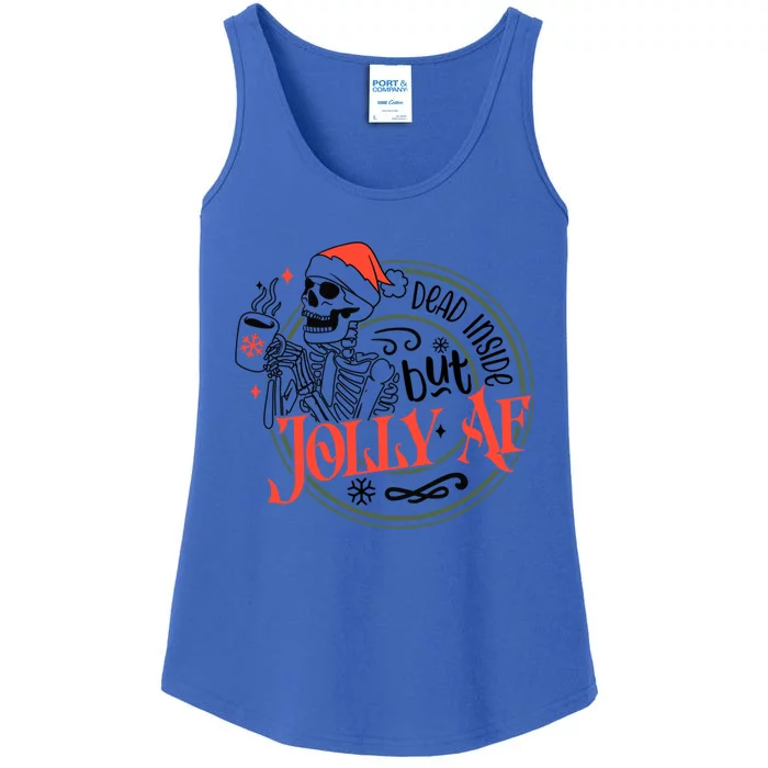 Dead Inside But Jolly Af Skeleton Christmas Skull Santa Xmas Great Gift Ladies Essential Tank